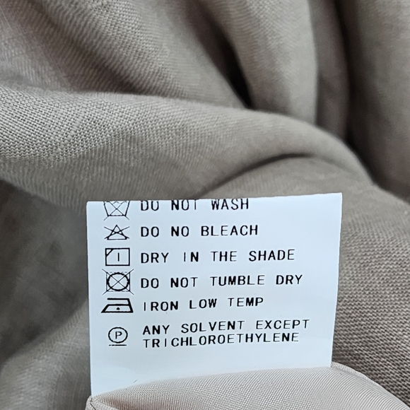 Hirsch + Timber Women's 100% Linen Puff Sleeves Tan Midi Lagenlook Dress - Picture 8 of 9